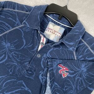 Tommy Bahama Baseball Polo‎ Shirt Men Medium Blue Floral Atlanta Braves Hawaiian